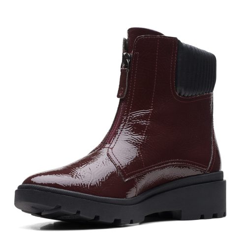 Women's Clarks, Burgundy Patent Calla Zip Boot